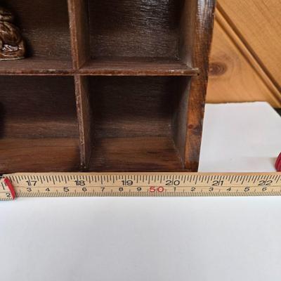 LOT 150F: Wooden Display Shelf with Multiple Red Rose Wade Figurines