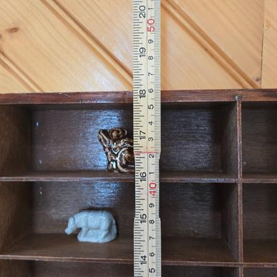 LOT 150F: Wooden Display Shelf with Multiple Red Rose Wade Figurines