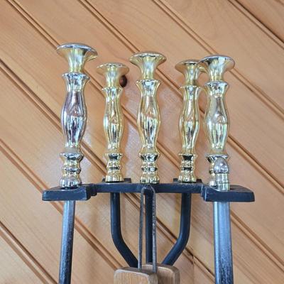 LOT 153F: Fireplace Tool Set and Two Lanterns