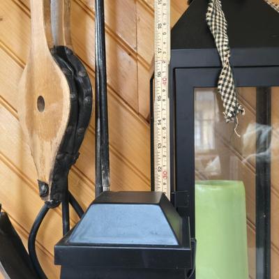 LOT 153F: Fireplace Tool Set and Two Lanterns