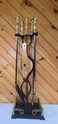 LOT 153F: Fireplace Tool Set and Two Lanterns