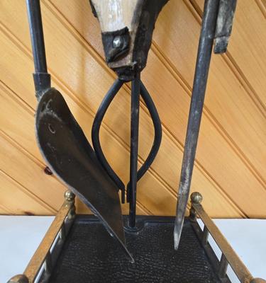 LOT 153F: Fireplace Tool Set and Two Lanterns