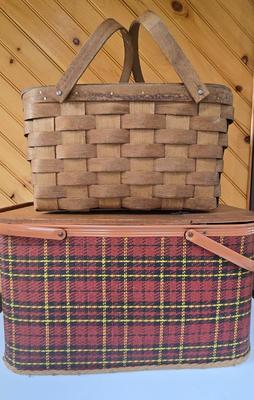 LOT 156F: Vintage Redmon Peru Ind. Picnic Basket and Basketville Picnic Basket
