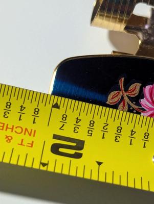 Vintage Mascot Lipstick Holder With Enamel Decorated With Pink Rose Flower With Mirror And Spring Loaded Holder #6