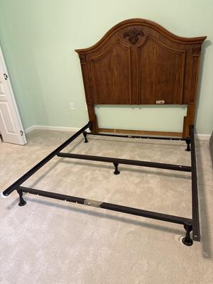 Ornate Queen Headboard with Bed Frame