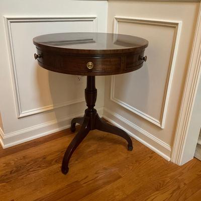 F701 Mahogany Round Faux Drawer Table