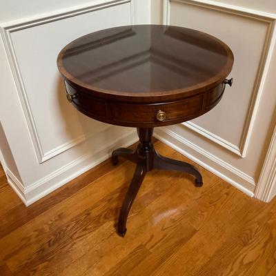 F701 Mahogany Round Faux Drawer Table