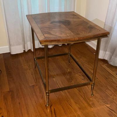 L711 Wood Top Brass Base End Table