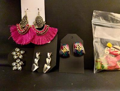 Earring and Christmas Button Cover Lot