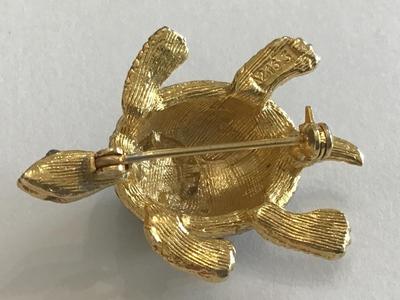 Sphinx Rhinestone Cabochon Turtle Pin