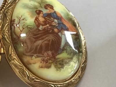 Fragonard Signed Cameo Locket With Chain Vintage