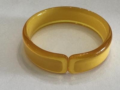 Clear and Yellow Stripe Vintage Bangle
