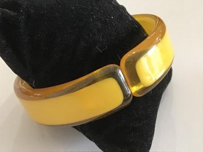 Clear and Yellow Stripe Vintage Bangle