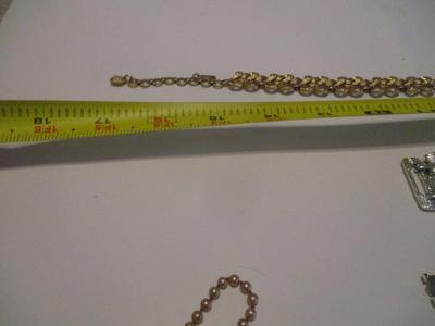 Antique Bracelets & Necklaces (1) Monet Gold Tone Signed & (1) Signed Coro Pegasus Blue Confetti Bracelet #43