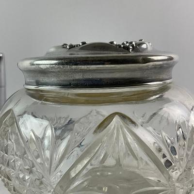 463 .925 Sterling Silver Bookmark, and Cut Glass Jar With Sterling Lid