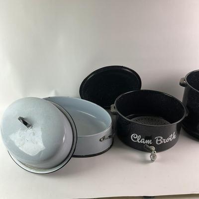 465 Enamel Steamer Pot And Crock Pot