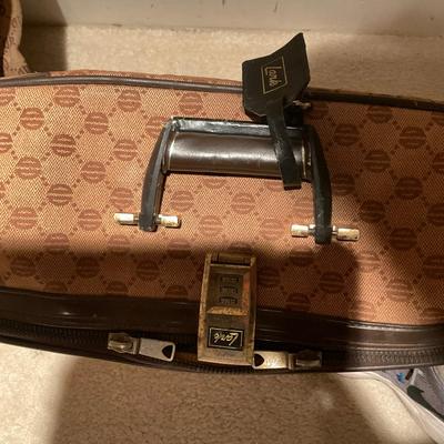 476 Set of Two Vintage Lark Monogram Luggage