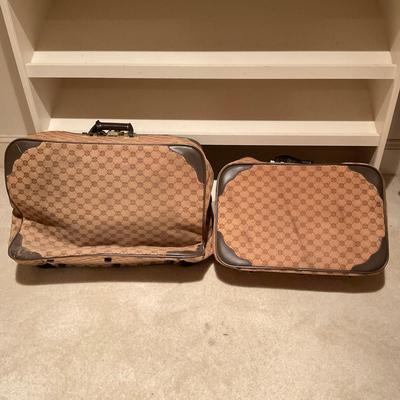 476 Set of Two Vintage Lark Monogram Luggage