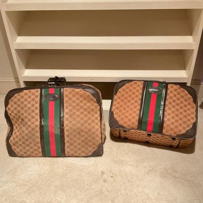 476 Set of Two Vintage Lark Monogram Luggage