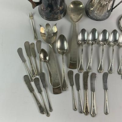 482 Silver Plate Lot - Spoons, Butter Knives, Coffee Pots, Serving Flatware