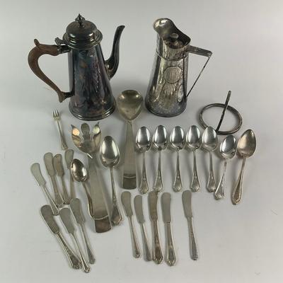482 Silver Plate Lot - Spoons, Butter Knives, Coffee Pots, Serving Flatware