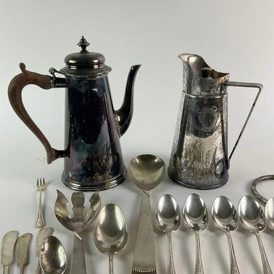 482 Silver Plate Lot - Spoons, Butter Knives, Coffee Pots, Serving Flatware