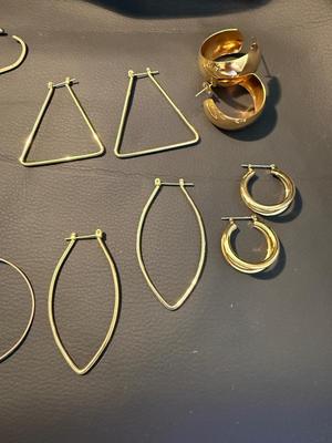 Sale Photo Thumbnail #223: This is for a variety of gold tone earrings. Blast from the past check them back in the 90s. And more modern ones as well. This would make your outfit complete.