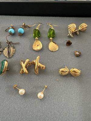 Sale Photo Thumbnail #229: This lot of earrings has two clip on one screw on and the rest are pierced.