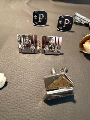 Sale Photo Thumbnail #241: This lot is for Vintage cufflinks and a tie clasp.