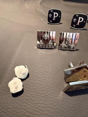 Sale Photo Thumbnail #243: This lot is for Vintage cufflinks and a tie clasp.