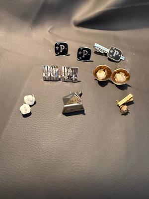 Sale Photo Thumbnail #240: This lot is for Vintage cufflinks and a tie clasp.