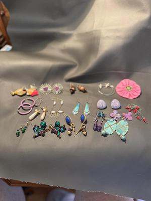 Sale Photo Thumbnail #244: This lot has fun earrings in it. There are wooden Fish, fish, and check out the witches for Halloween that is so awesome. And more..