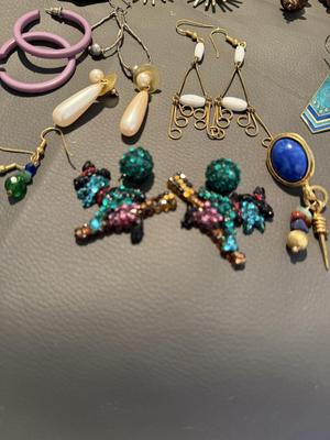 Sale Photo Thumbnail #245: This lot has fun earrings in it. There are wooden Fish, fish, and check out the witches for Halloween that is so awesome. And more..