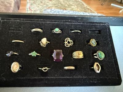 Sale Photo Thumbnail #280: In this lot of silver rings, some are marked and some are not I believe even some of the ones that are not marked are silver. There may be a few that are not. But I would say most are.