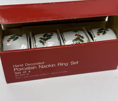 Sale Photo Thumbnail #352: New, in original boxes. Christmas-themed napkin rings.