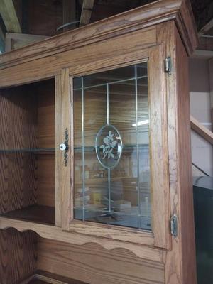 TWO PIECE WOODEN HUTCH