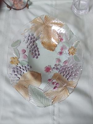 COLORFUL FRUIT BOWL-VINTAGE GLASS WALL HANGING AND VASES