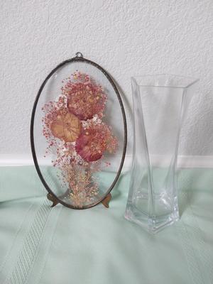 COLORFUL FRUIT BOWL-VINTAGE GLASS WALL HANGING AND VASES