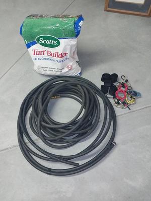 SOAKER HOSE-BUNGEE CORDS AND SCOTTS TURF BUILDER