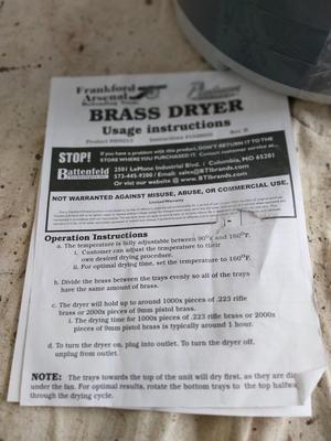 FRANKFORD ARSENAL BRASS DRYER