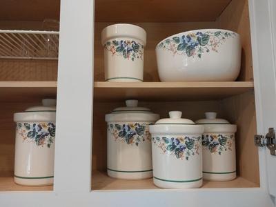 CANISTERS WITH LIDS AND MATCHING BOWL