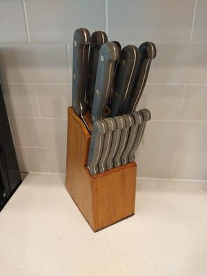 STAINLESS STEAL KNIFE SET IN WOODBLOCK
