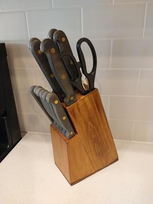 STAINLESS STEAL KNIFE SET IN WOODBLOCK