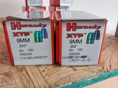 TWO BOXES HORNADY XTP 9MM