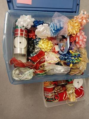 CONTAINER OF BOWS AND RIBBONS
