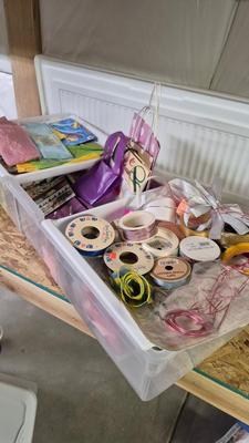 TOTE FULL OF BAGS AND RIBBON