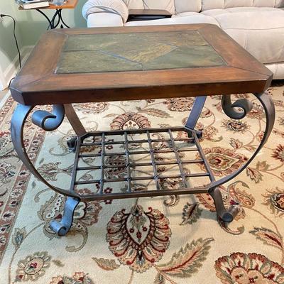 Wood and Metal End Table
