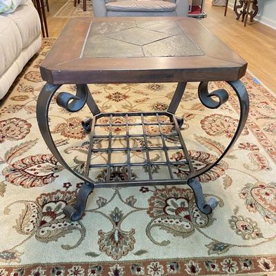 Wood and Metal End Table