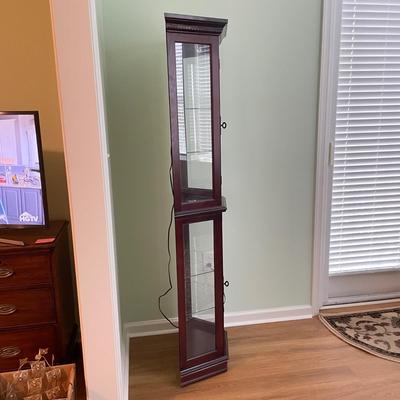 Cherry Lighted Curio Cabinet