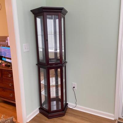 Cherry Lighted Curio Cabinet